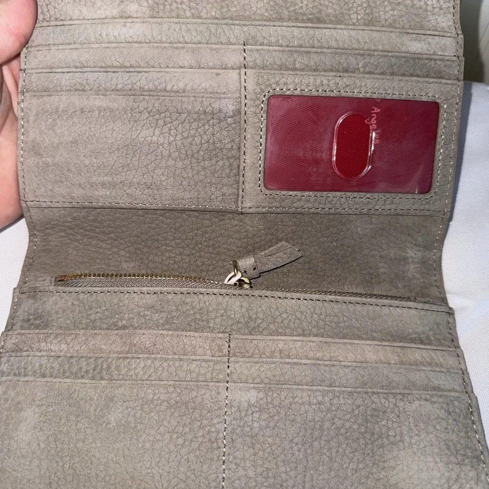 HAMMITT Large Benjamin Wallet Grey Natural Suede Pebbled Leather NEW $245